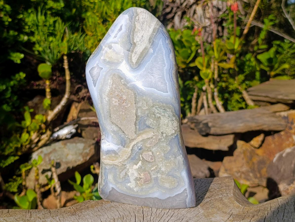 Polished Large Blue Lace Agate Standing Display Piece x 1 From Nsanje, Malawi