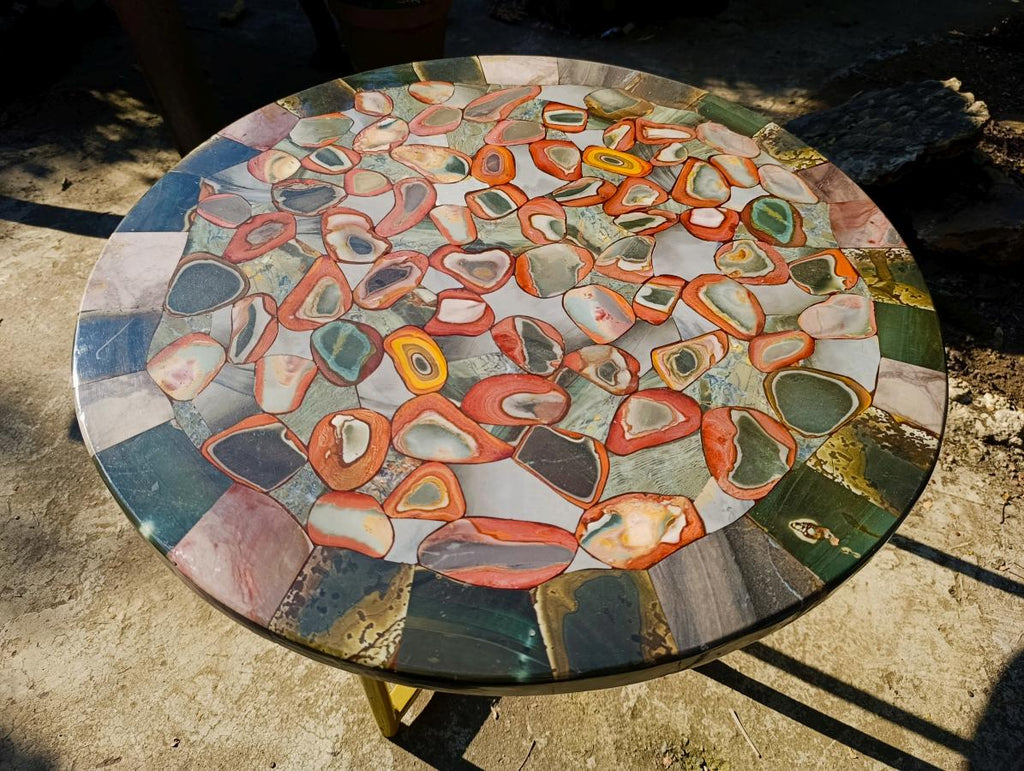 Hand Made Polychrome Jasper Table Top x 1 From Madagascar