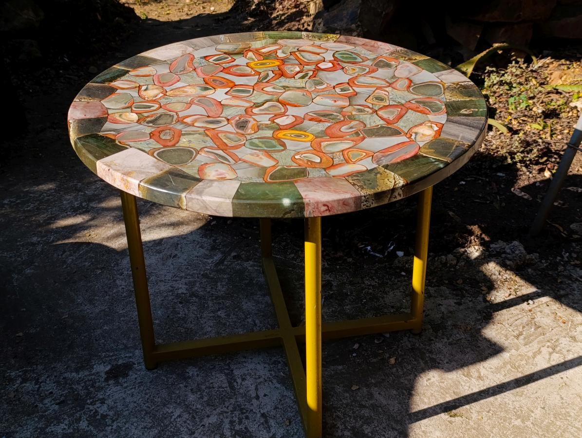 Hand Made Polychrome Jasper Table Top x 1 From Madagascar