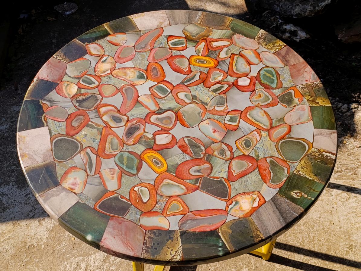 Hand Made Polychrome Jasper Table Top x 1 From Madagascar