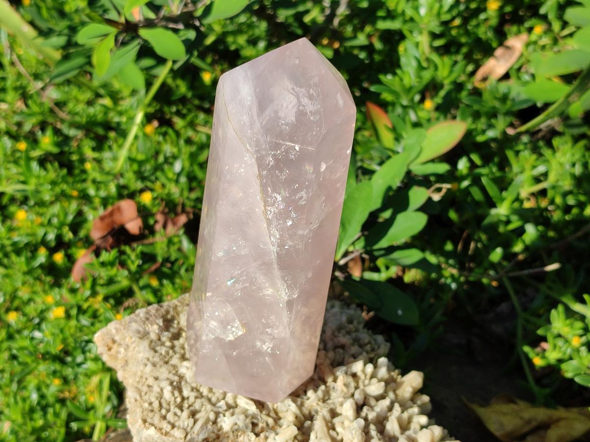 Polished Gemmy Pink Rose Quartz Display Crystal x 1 From Ambatondrazaka, Madagascar