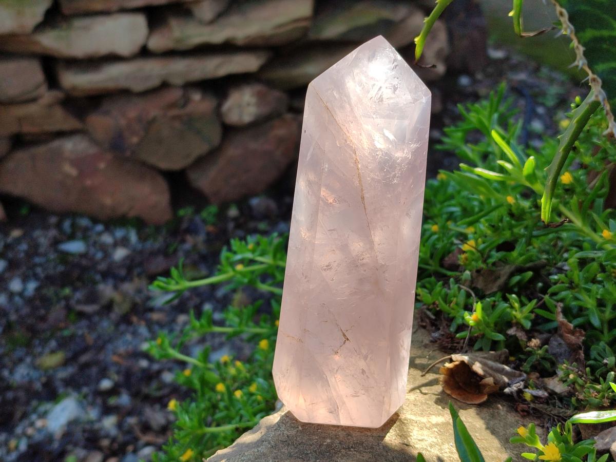 Polished Gemmy Pink Rose Quartz Display Crystal x 1 From Ambatondrazaka, Madagascar