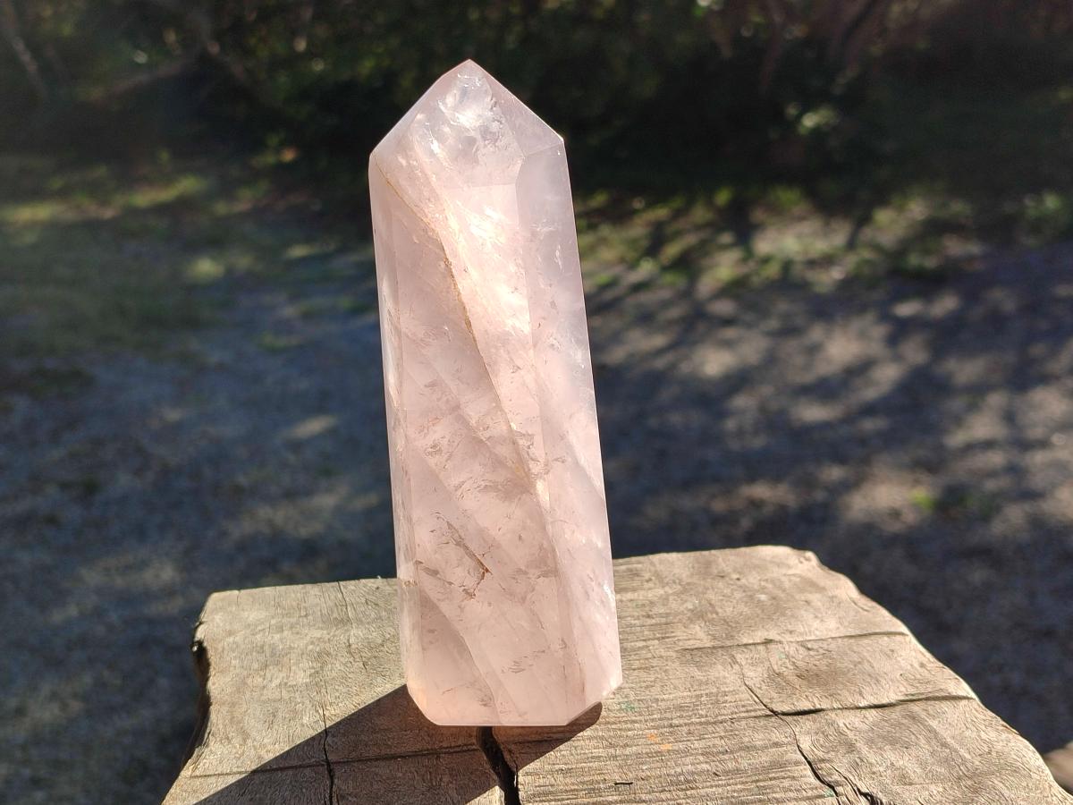 Polished Gemmy Pink Rose Quartz Display Crystal x 1 From Ambatondrazaka, Madagascar