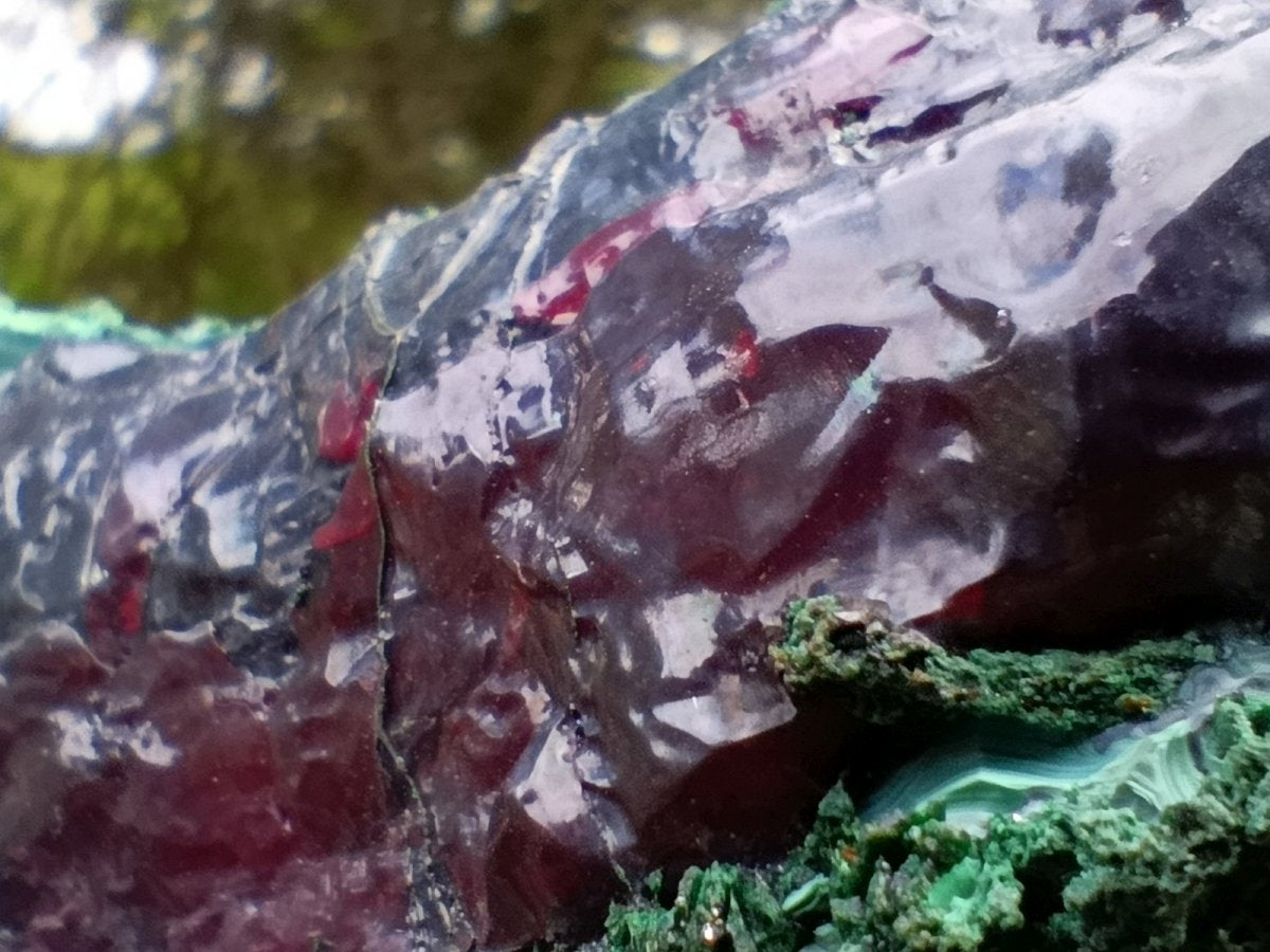 Natural Large Red Cuprite and Silky Malachite Specimen x 1 From Mashamba West, Congo