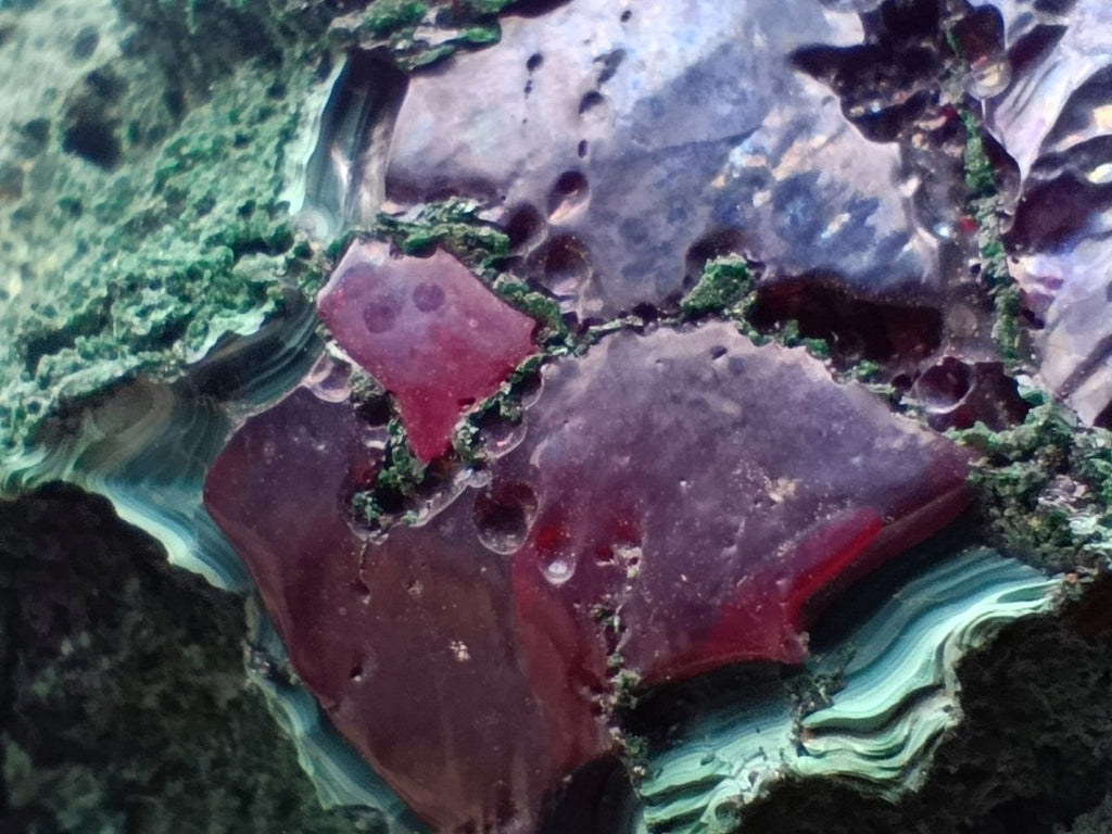 Natural Large Red Cuprite and Silky Malachite Specimen x 1 From Mashamba West, Congo