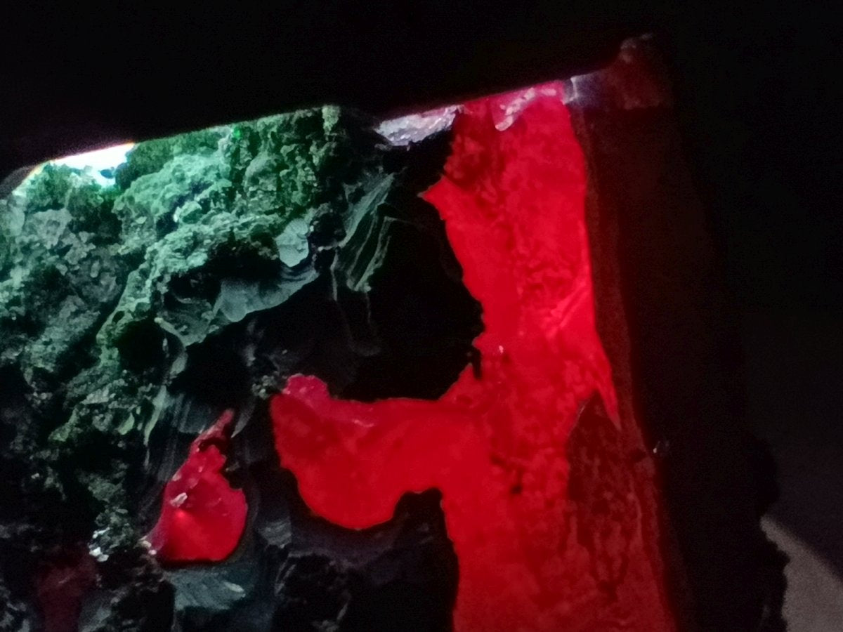 Natural Large Red Cuprite and Silky Malachite Specimen x 1 From Mashamba West, Congo