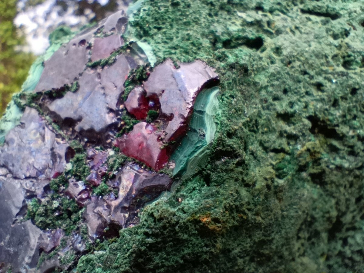 Natural Large Red Cuprite and Silky Malachite Specimen x 1 From Mashamba West, Congo