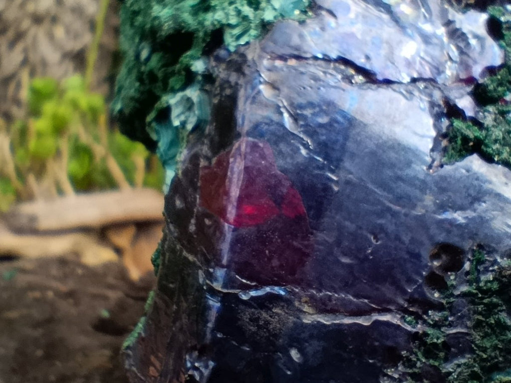 Natural Large Red Cuprite and Silky Malachite Specimen x 1 From Mashamba West, Congo