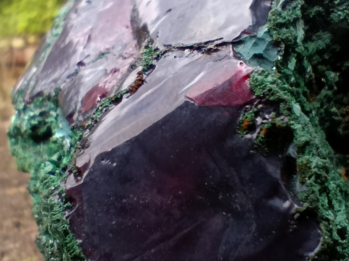 Natural Large Red Cuprite and Silky Malachite Specimen x 1 From Mashamba West, Congo