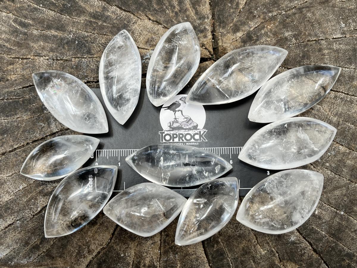 Polished Bag of 12 Rock Crystal Angel Tears - Sold Per Item - From Madagascar