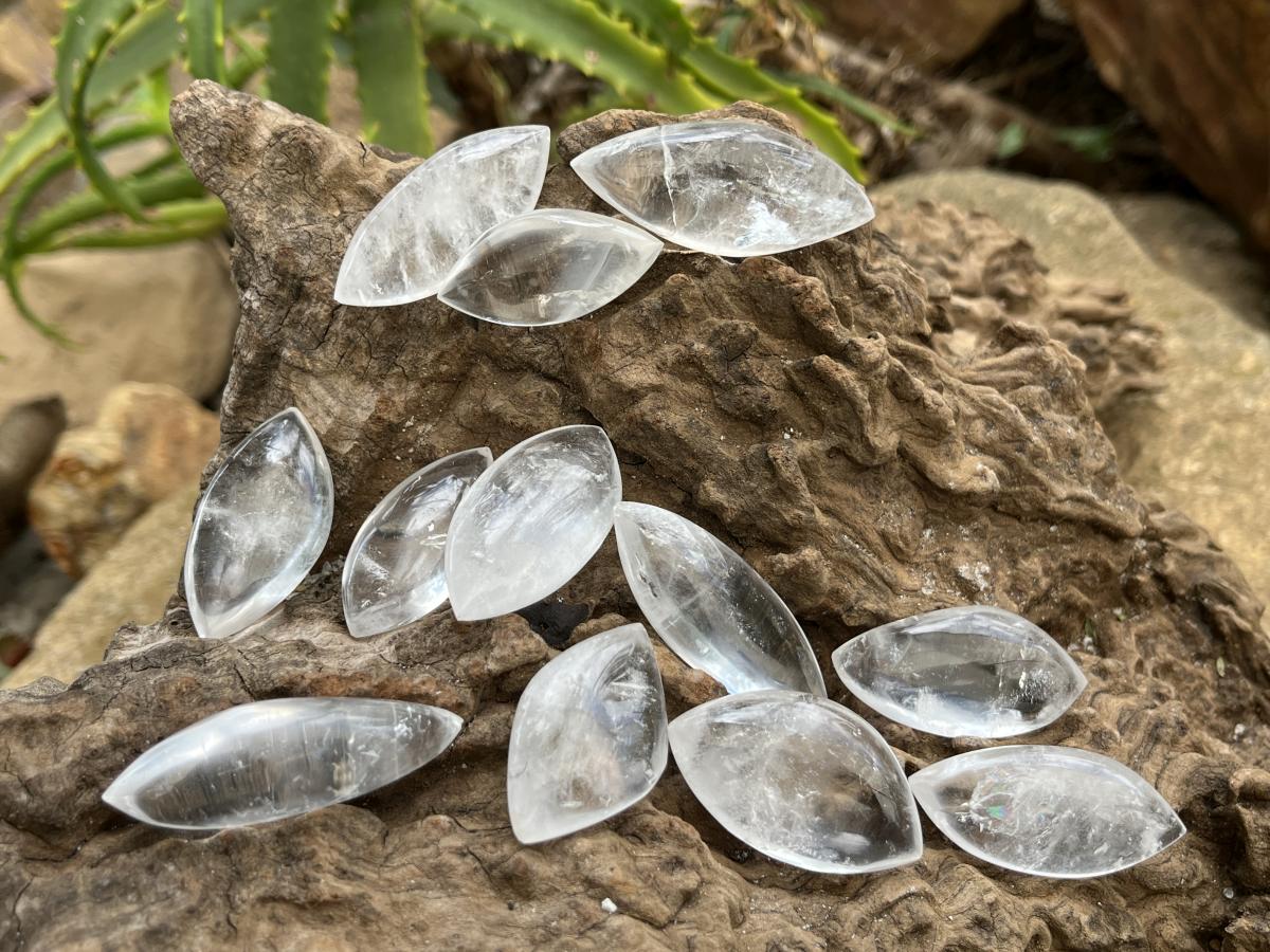 Polished Bag of 12 Rock Crystal Angel Tears - Sold Per Item - From Madagascar