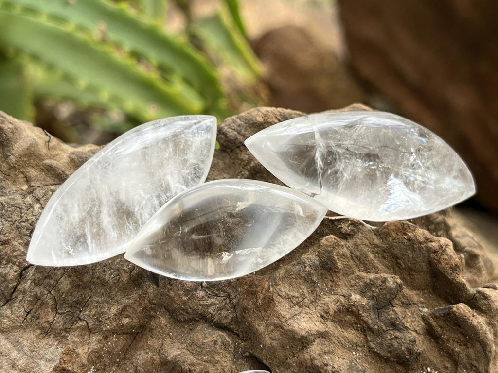Polished Bag of 12 Rock Crystal Angel Tears - Sold Per Item - From Madagascar