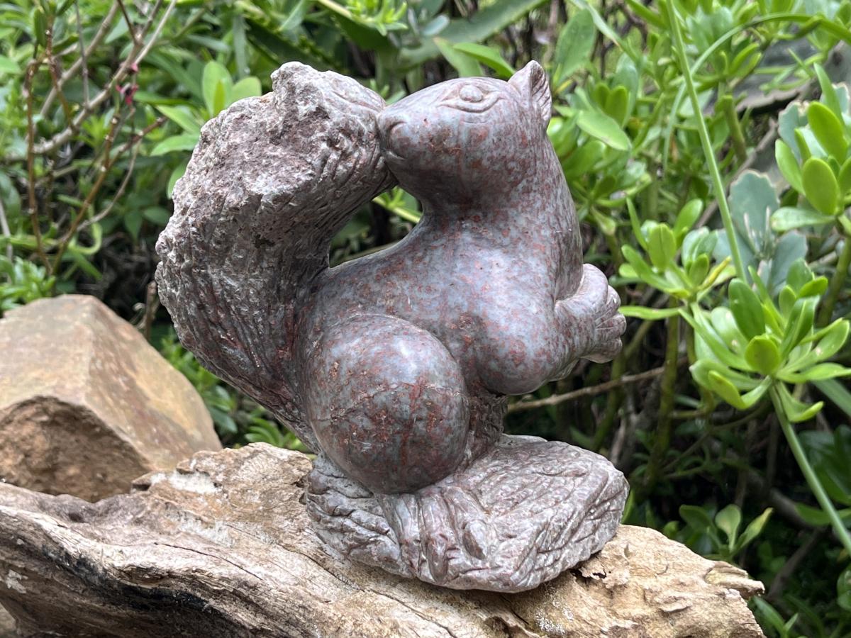 Hand Made Pair of Serpentine Squirrel Carvings x 1 From Zimbabwe