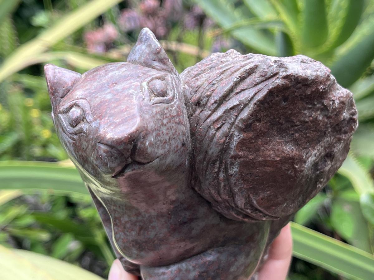 Hand Made Pair of Serpentine Squirrel Carvings x 1 From Zimbabwe