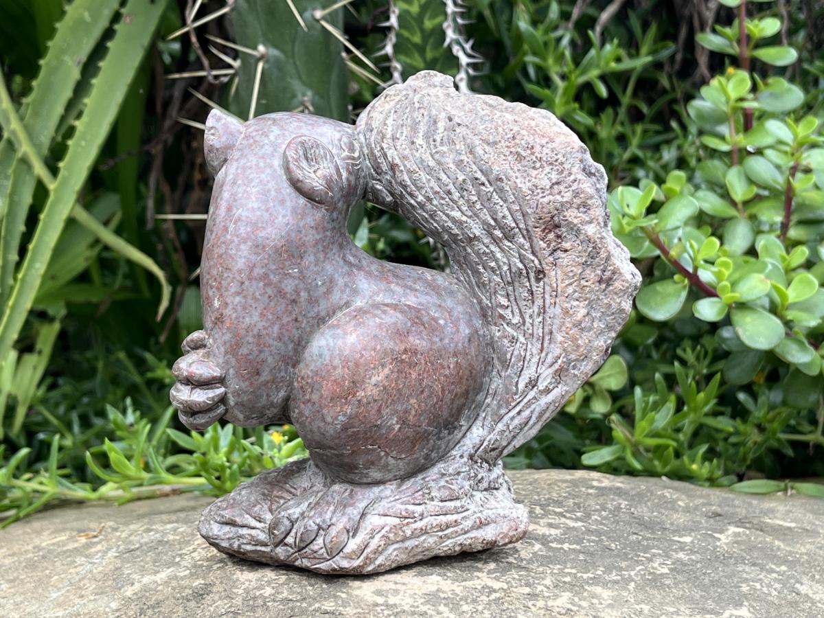 Hand Made Pair of Serpentine Squirrel Carvings x 1 From Zimbabwe