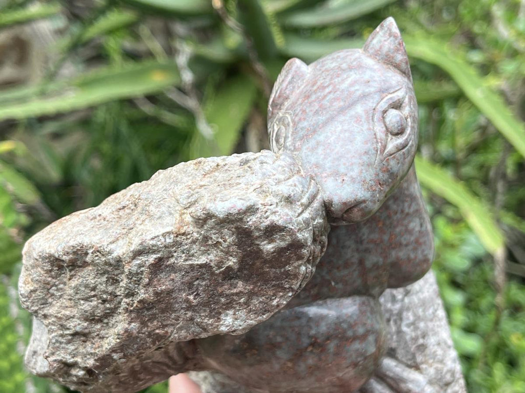 Hand Made Pair of Serpentine Squirrel Carvings x 1 From Zimbabwe