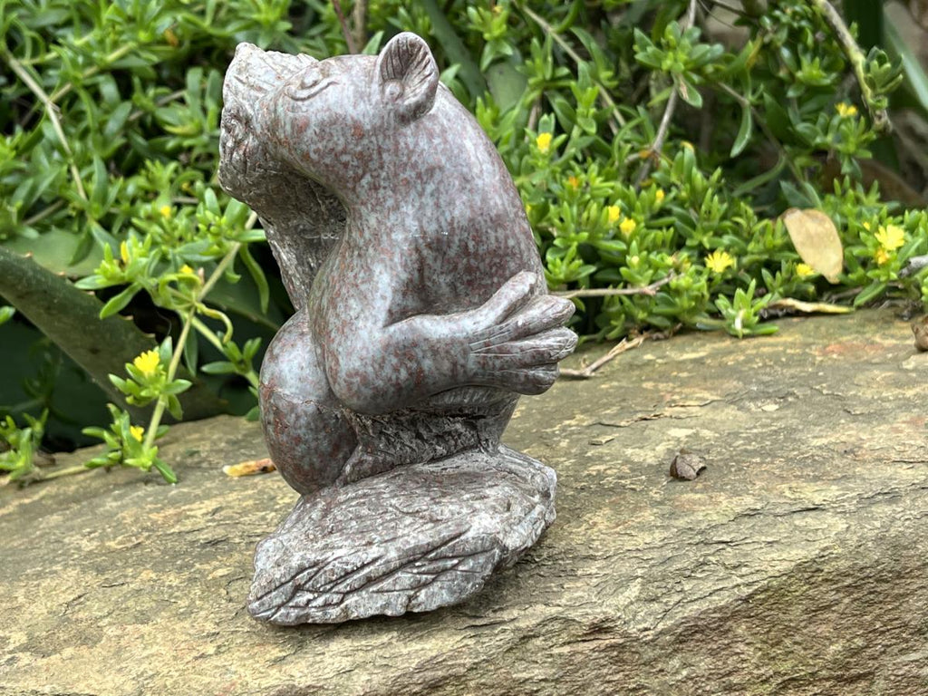 Hand Made Pair of Serpentine Squirrel Carvings x 1 From Zimbabwe