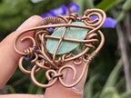 Hand Made Steampunk Jade Copper Wire Art Pendant x 1 From Rustenburg, South Africa