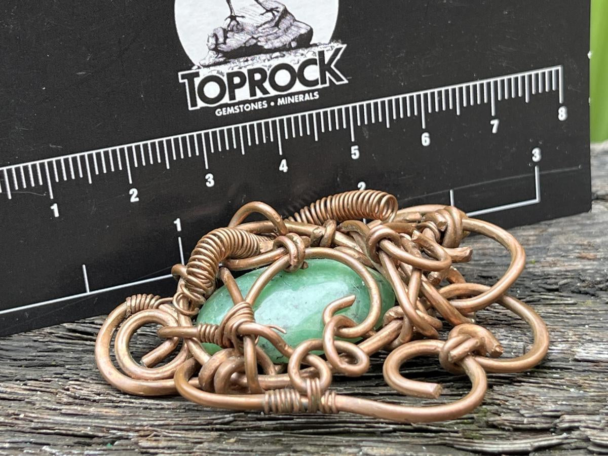 Hand Made Steampunk Jade Copper Wire Art Pendant x 1 From Rustenburg, South Africa