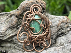 Hand Made Steampunk Jade Copper Wire Art Pendant x 1 From Rustenburg, South Africa