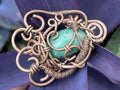 Hand Made Steampunk Jade Copper Wire Art Pendant x 1 From Rustenburg, South Africa
