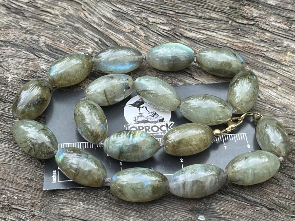 Hand Made Labradorite Bead Necklace x 1 From Tulear, Madagascar