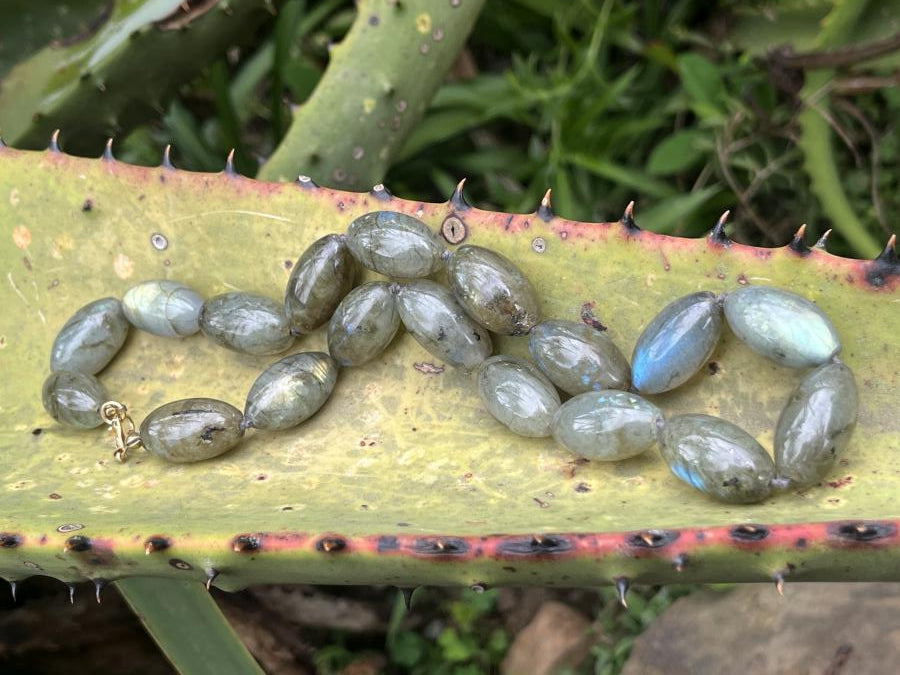 Hand Made Labradorite Bead Necklace x 1 From Tulear, Madagascar