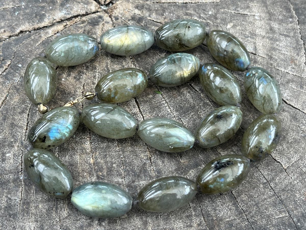 Hand Made Labradorite Bead Necklace x 1 From Tulear, Madagascar