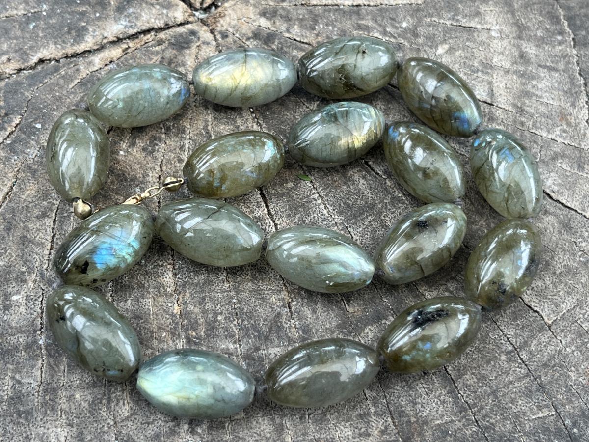 Hand Made Labradorite Bead Necklace x 1 From Tulear, Madagascar