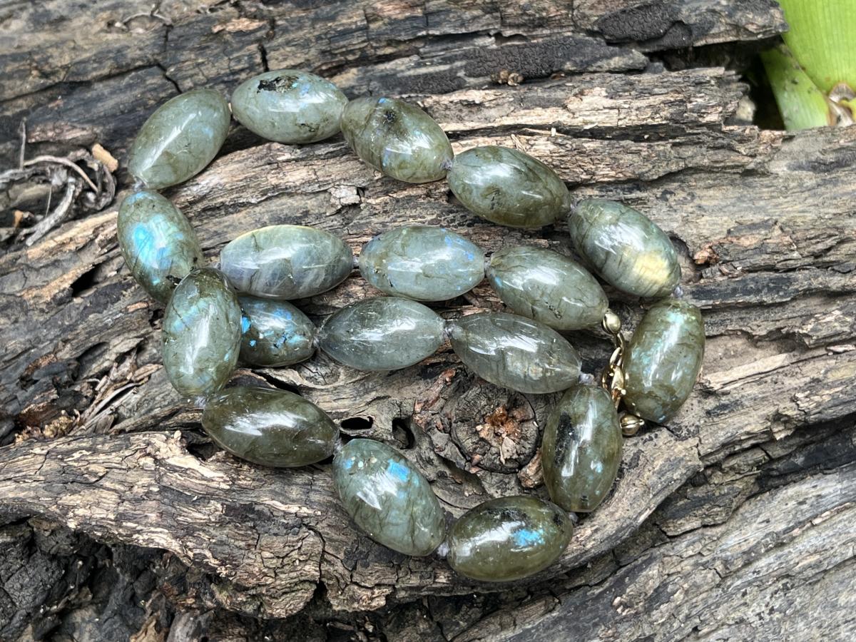 Hand Made Labradorite Bead Necklace x 1 From Tulear, Madagascar