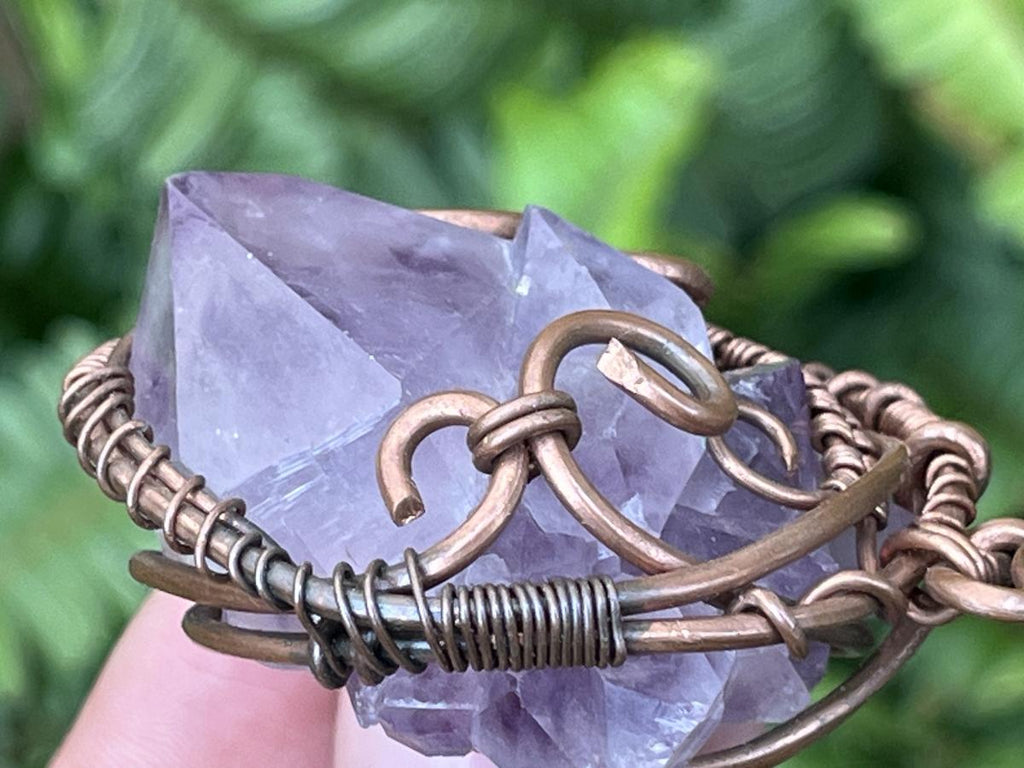 Hand Made Spirit Amethyst Copper Wire Art Pendant x 1 From Boekenhouthoek, South Africa
