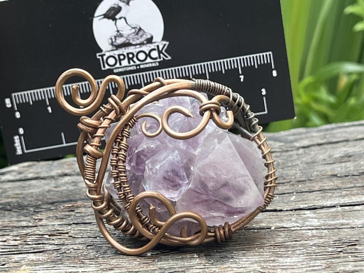 Hand Made Spirit Amethyst Copper Wire Art Pendant x 1 From Boekenhouthoek, South Africa