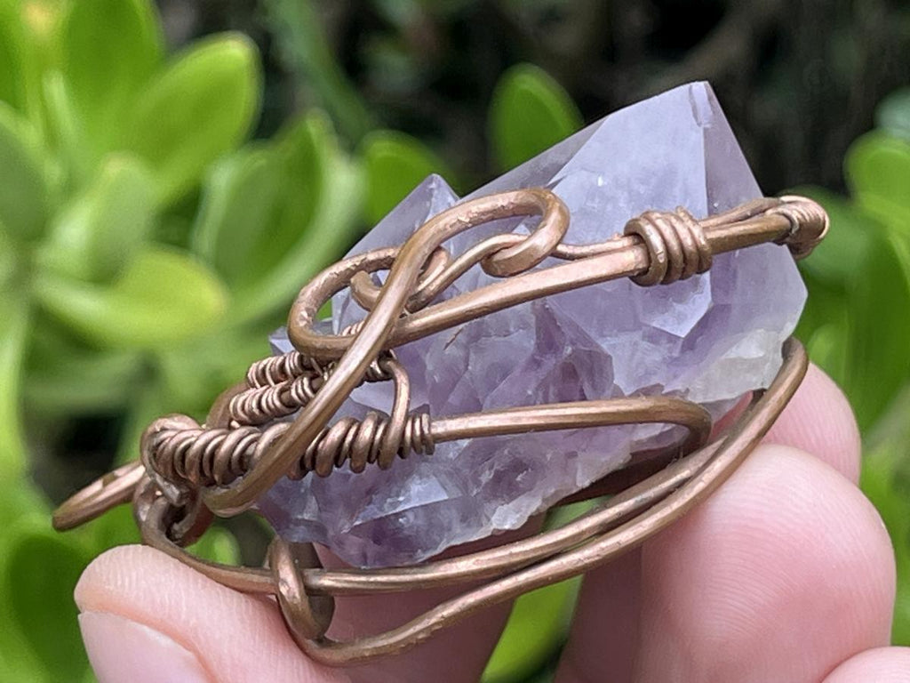 Hand Made Spirit Amethyst Copper Wire Art Pendant x 1 From Boekenhouthoek, South Africa