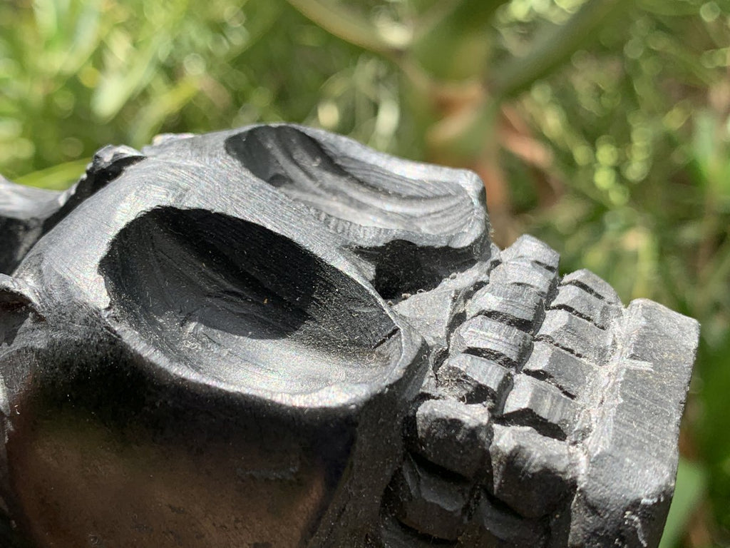 Hand Made Black Soapstone Raven on Skull Carving x 1 From Zimbabwe