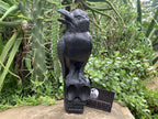 Hand Made Black Soapstone Raven on Skull Carving x 1 From Zimbabwe