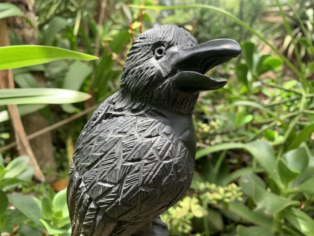 Hand Made Black Soapstone Raven on Skull Carving x 1 From Zimbabwe
