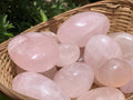Polished Rose Quartz Palm Stone Basket Bouquet x 1 From Ambatondrazaka, Madagascar