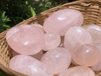 Polished Rose Quartz Palm Stone Basket Bouquet x 1 From Ambatondrazaka, Madagascar