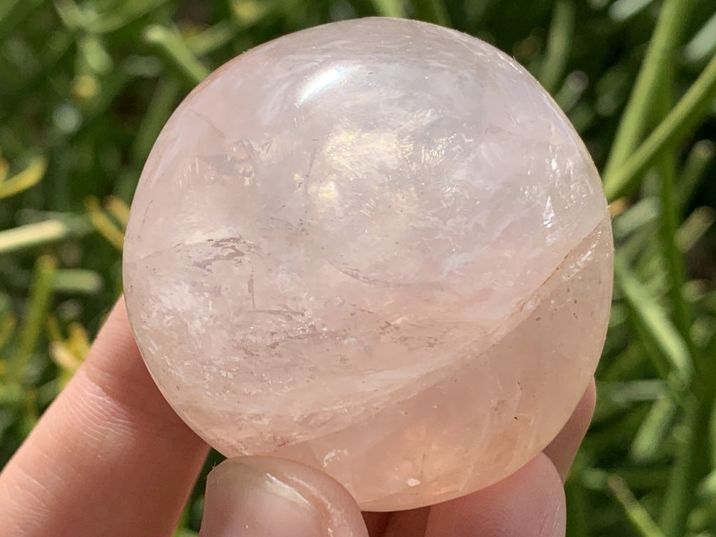 Polished Rose Quartz Palm Stone Basket Bouquet x 1 From Ambatondrazaka, Madagascar