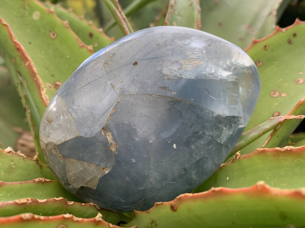 Polished Large Gemmy Blue Celestite Galet Free Form x 1 From Sakoany, Madagascar