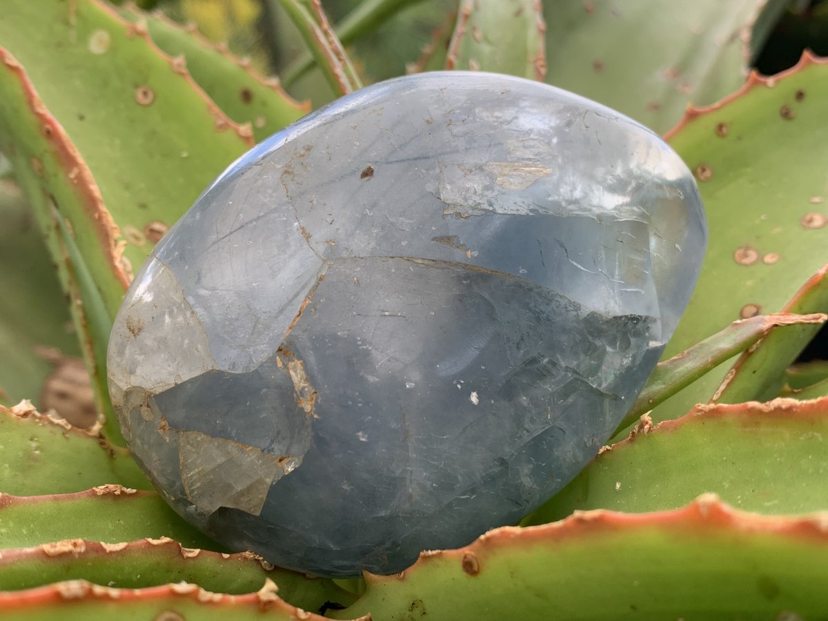 Polished Large Gemmy Blue Celestite Galet Free Form x 1 From Sakoany, Madagascar