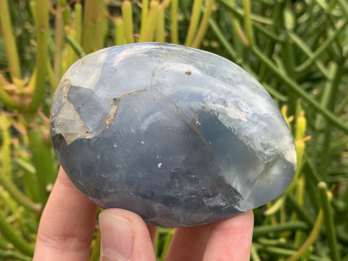 Polished Large Gemmy Blue Celestite Galet Free Form x 1 From Sakoany, Madagascar