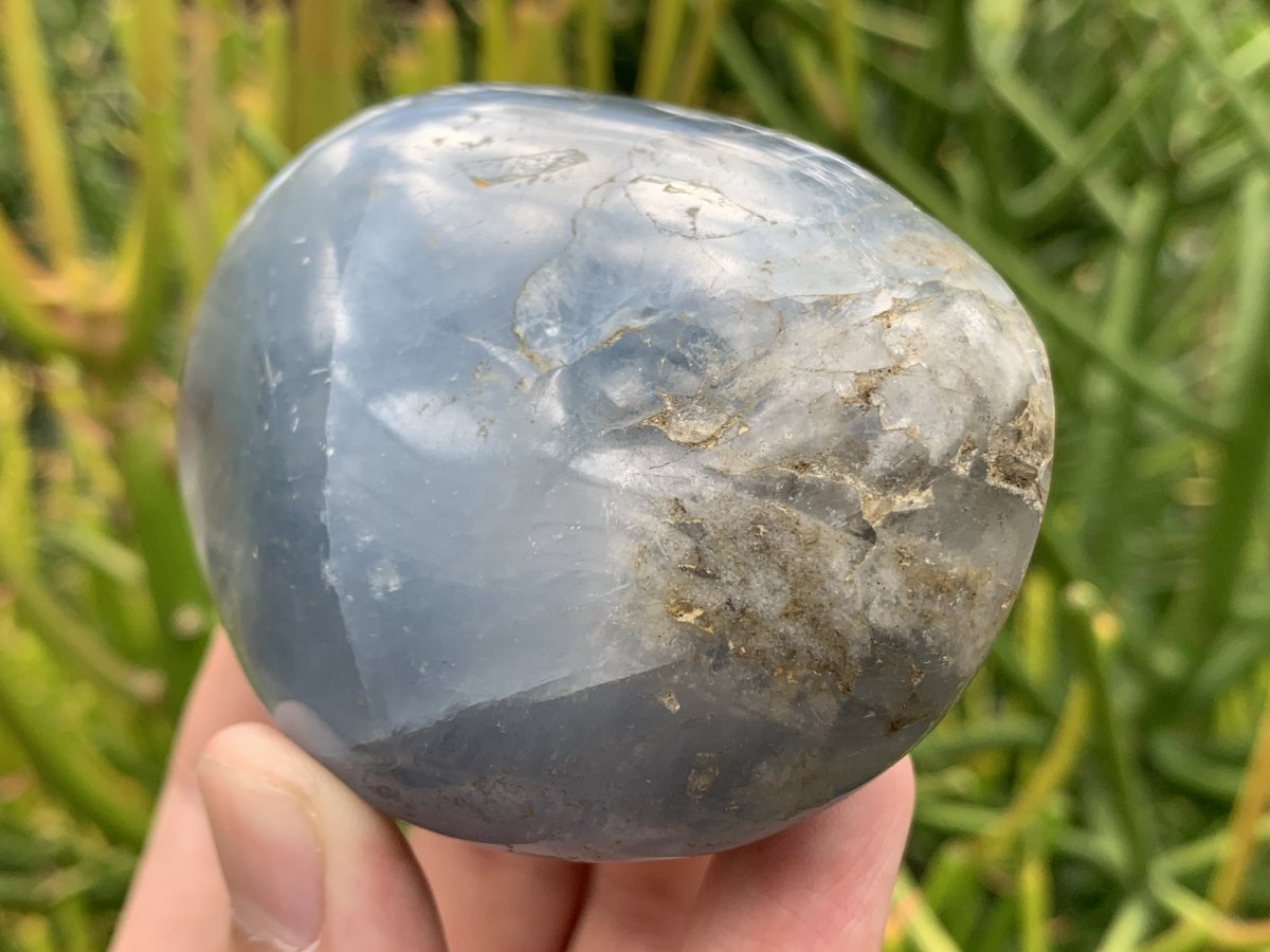 Polished Large Gemmy Blue Celestite Galet Free Form x 1 From Sakoany, Madagascar