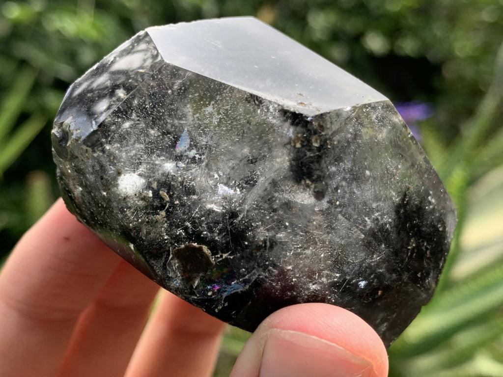 Polished Moss Rock Crystal Faceted Seer Stone x 1 From Madagascar