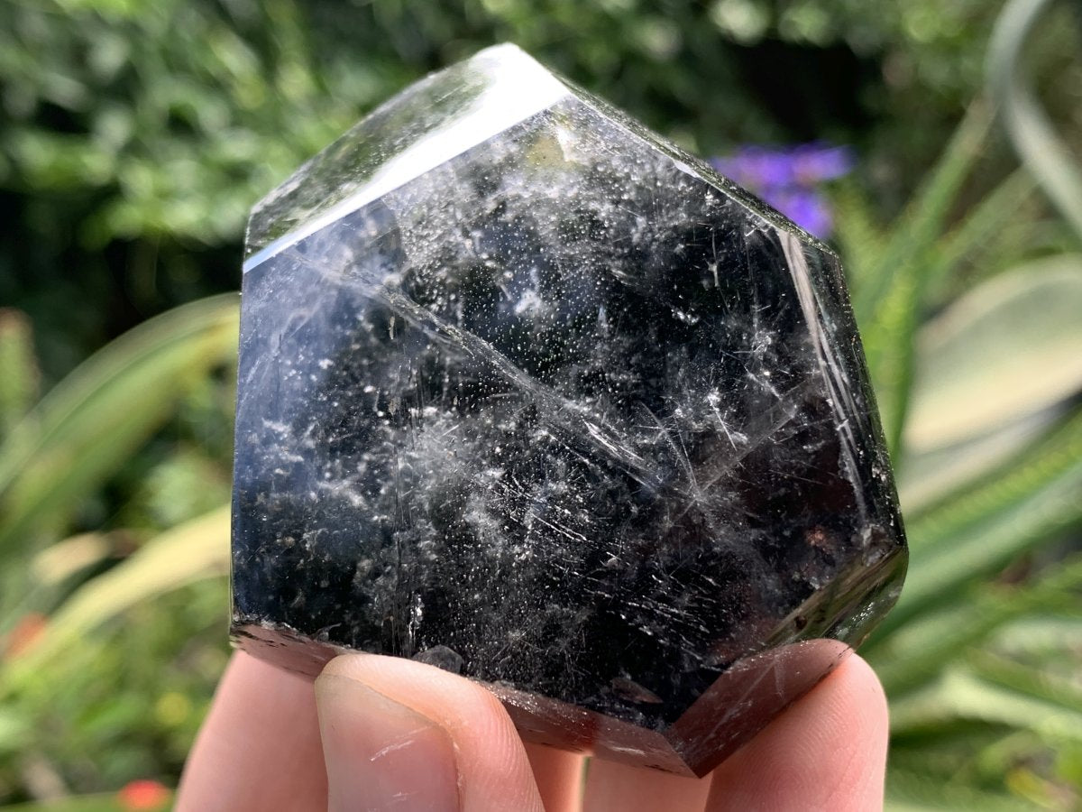 Polished Moss Rock Crystal Faceted Seer Stone x 1 From Madagascar