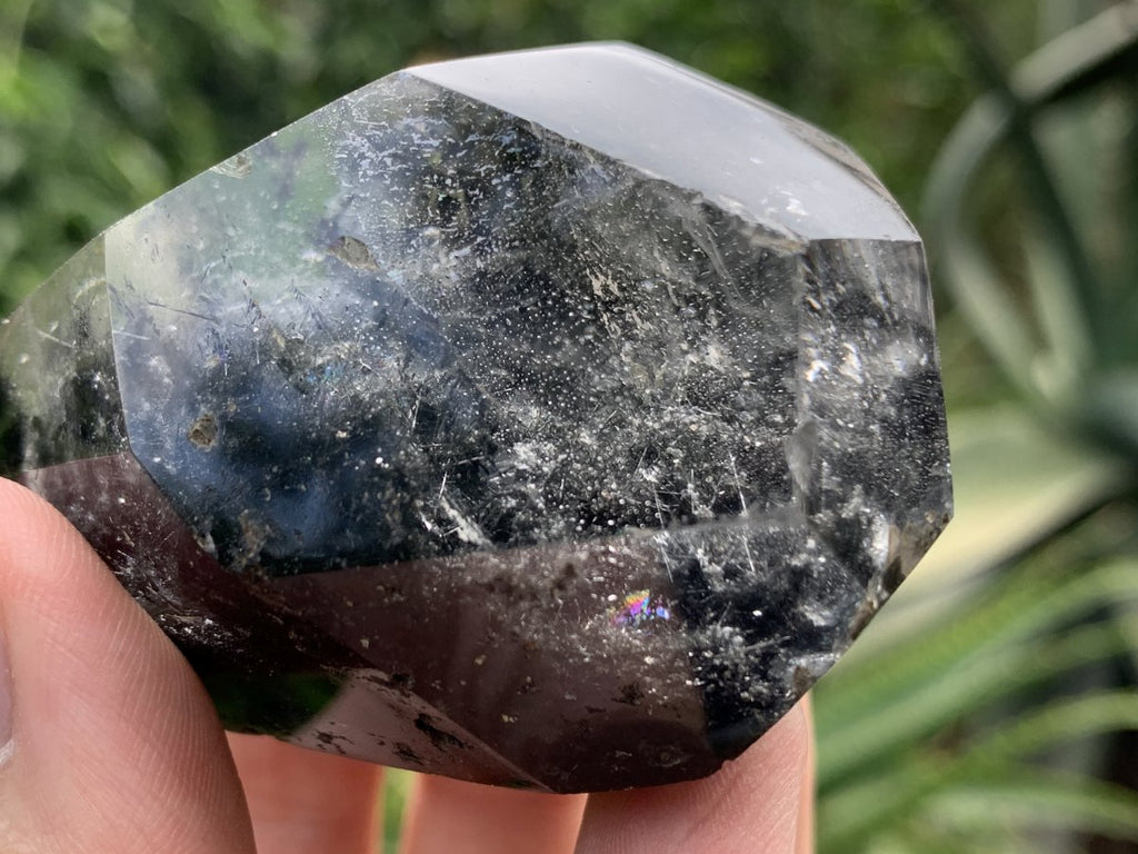 Polished Moss Rock Crystal Faceted Seer Stone x 1 From Madagascar