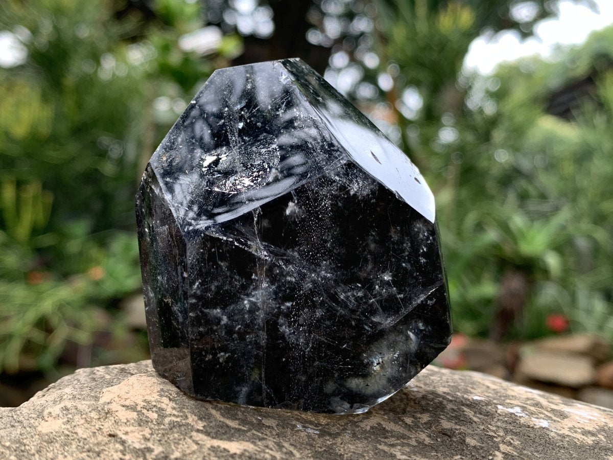 Polished Moss Rock Crystal Faceted Seer Stone x 1 From Madagascar