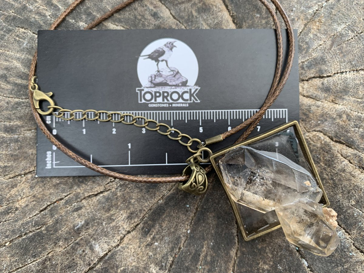 Hand Made Double Terminated Quartz Crystal Pendant x 1 From Brandberg, Namibia