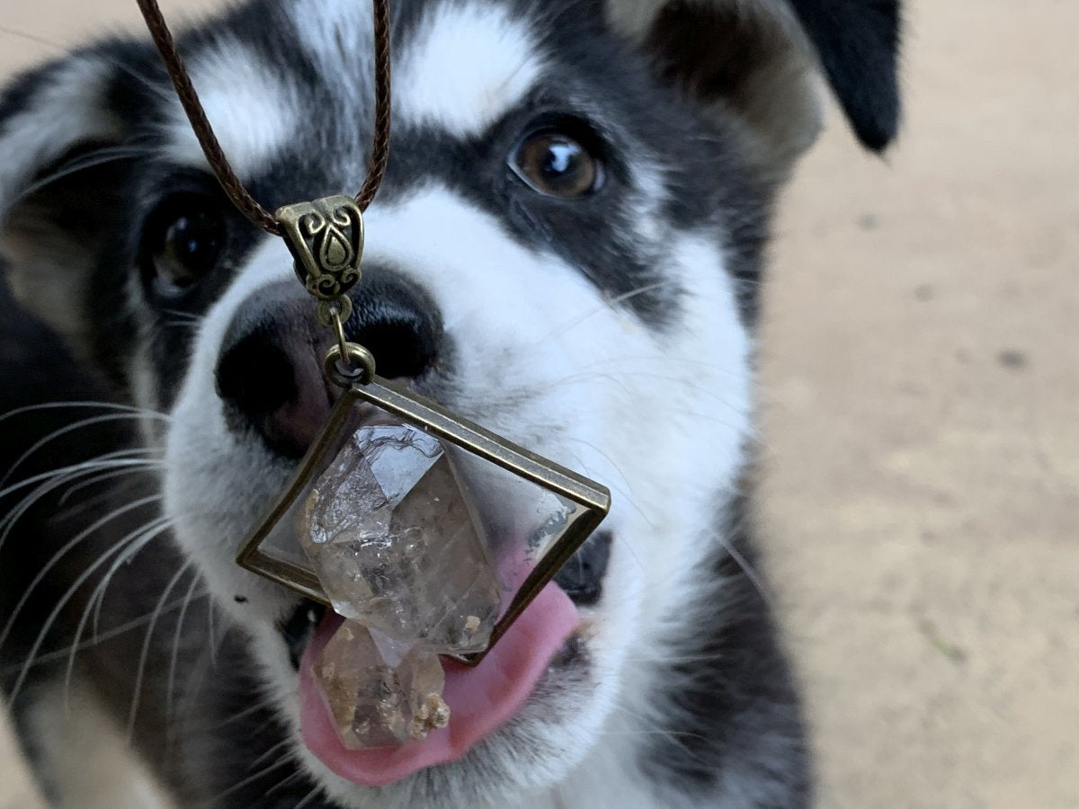 Hand Made Double Terminated Quartz Crystal Pendant x 1 From Brandberg, Namibia