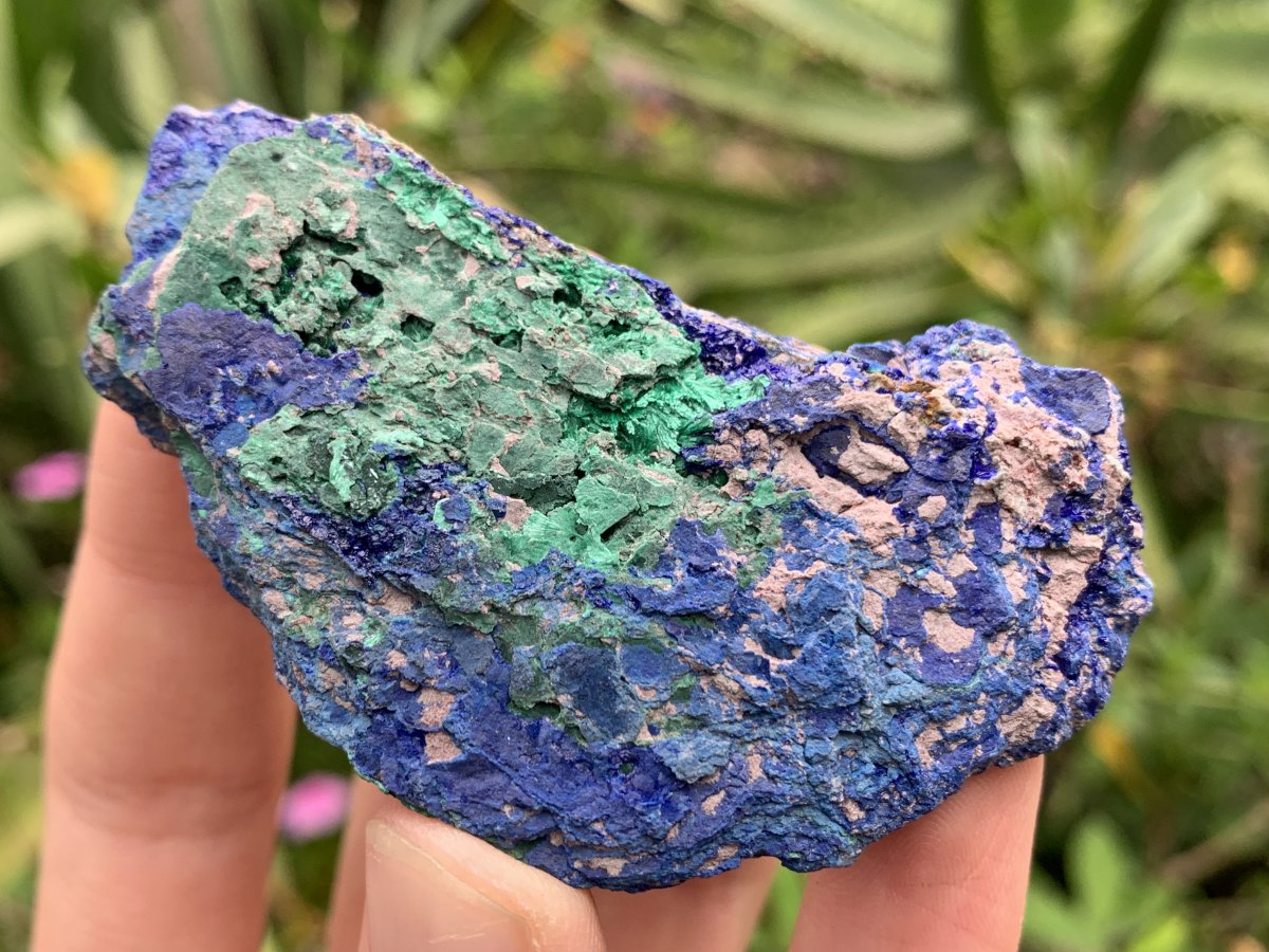 Natural Azurite Drusy Crystalline Specimen with Malachite x 1 From Jakka Mine, Congo